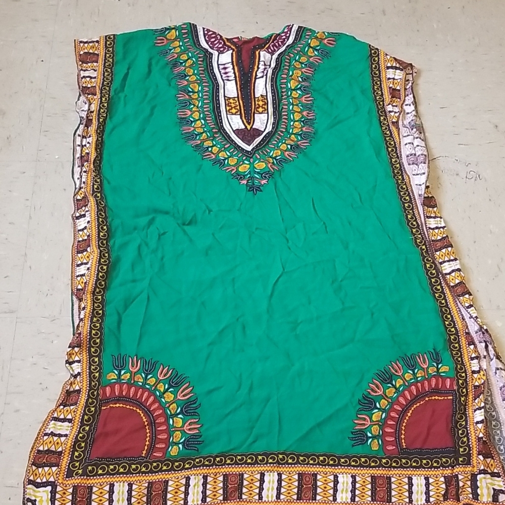 Ethnic Green Dashiki Dress